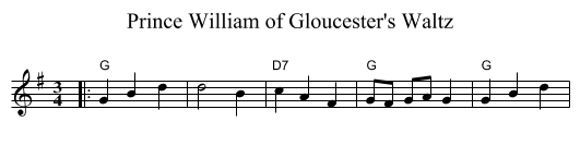 Prince William of Gloucester's Waltz - staff notation