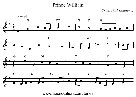 Prince William - staff notation