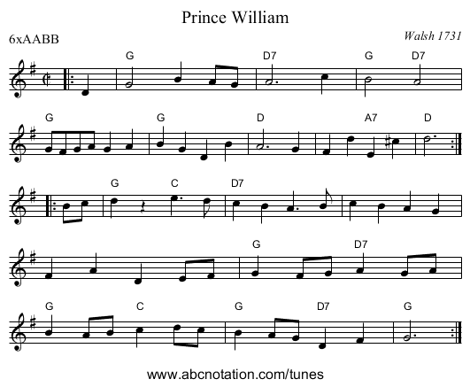 Prince William - staff notation