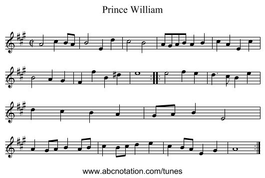 Prince William - staff notation
