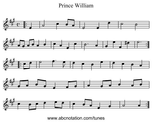 Prince William - staff notation