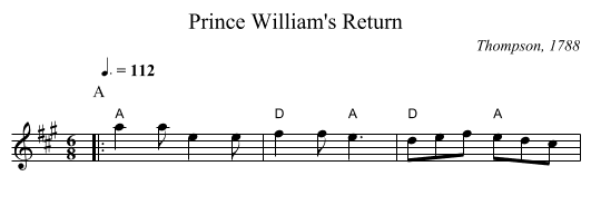Prince William's Return - staff notation