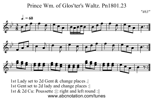 Prince Wm. of Glos'ter's Waltz. Pn1801.23 - staff notation