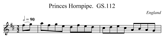 Princes Hornpipe.  GS.112 - staff notation