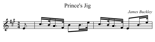 Prince's Jig - staff notation