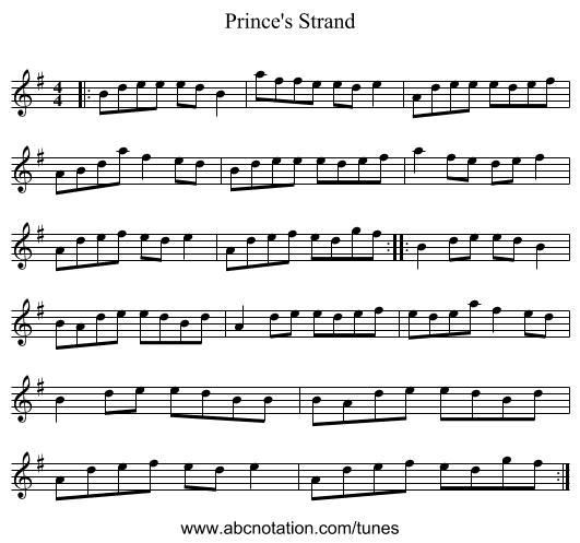 Prince's Strand - staff notation