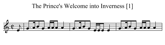 Prince's Welcome into Inverness [1], The - staff notation