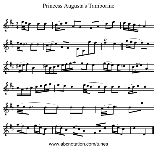 Princess Augusta's Tamborine - staff notation