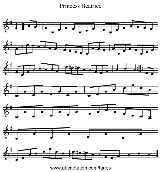 Princess Beatrice - staff notation