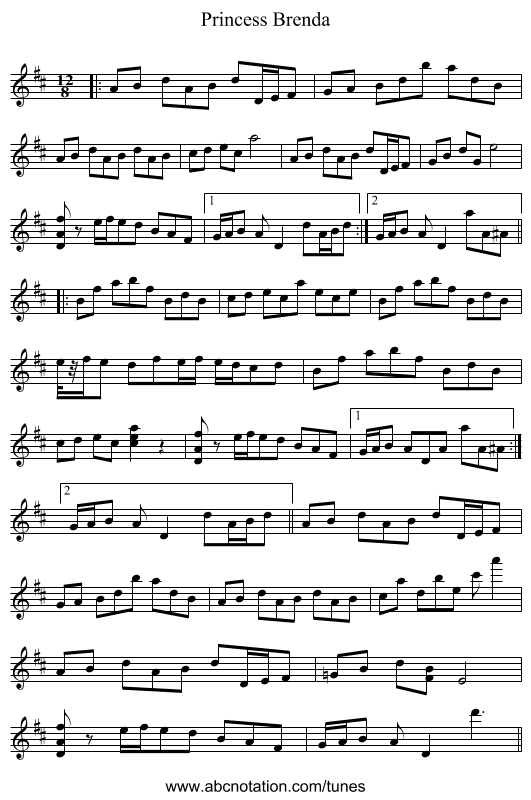 Princess Brenda - staff notation