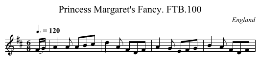 Princess Margaret's Fancy. FTB.100 - staff notation