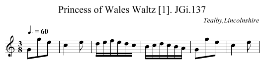 Princess of Wales Waltz [1]. JGi.137 - staff notation