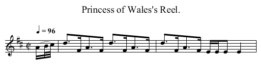 Princess of Wales's Reel. - staff notation