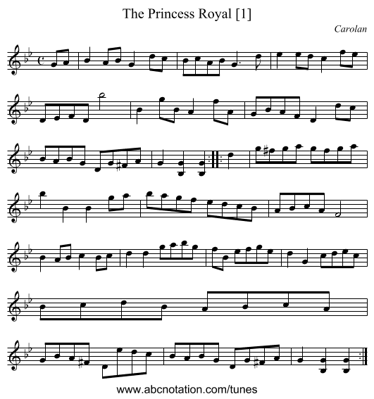 Princess Royal [1], The - staff notation