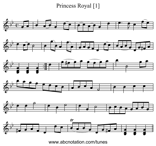 Princess Royal [1] - staff notation