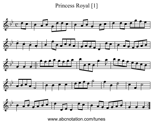 Princess Royal [1] - staff notation
