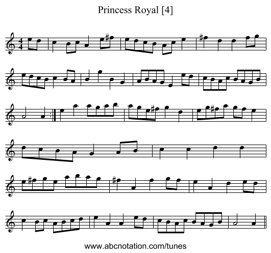 Princess Royal [4] - staff notation