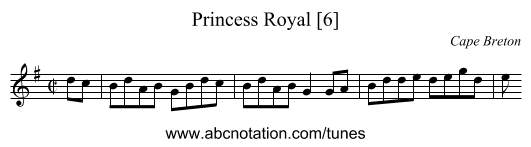 Princess Royal [6] - staff notation