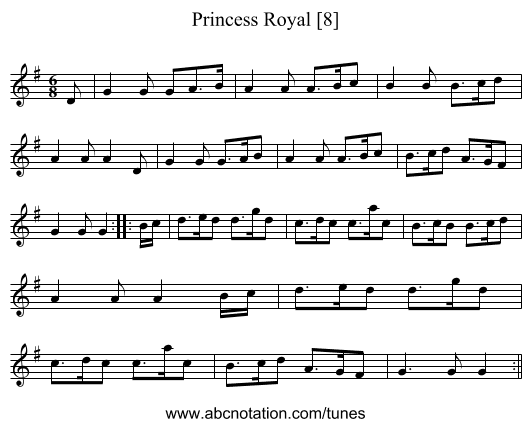 Princess Royal [8] - staff notation