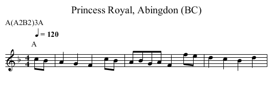 Princess Royal, Abingdon (BC) - staff notation