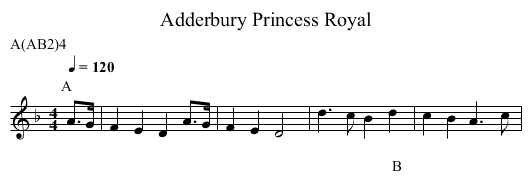 Princess Royal, Adderbury - staff notation