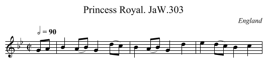 Princess Royal. JaW.303 - staff notation