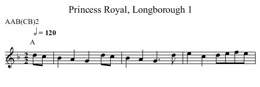 Princess Royal, Longborough 1 - staff notation