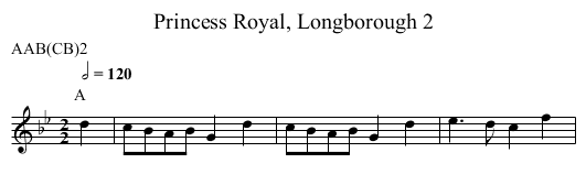 Princess Royal, Longborough 2 - staff notation