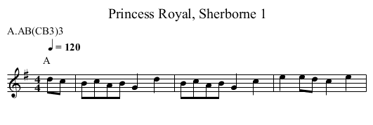 Princess Royal, Sherborne 1 - staff notation