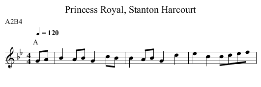 Princess Royal, Stanton Harcourt - staff notation