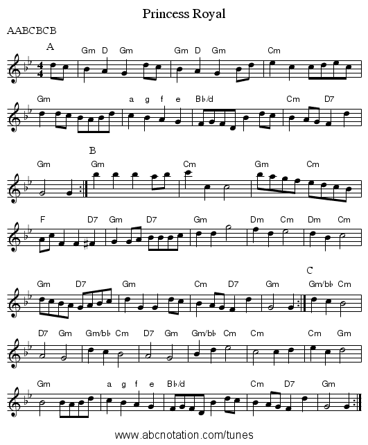 Princess Royal - staff notation