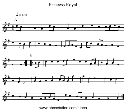 Princess Royal - staff notation