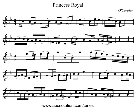 Princess Royal - staff notation