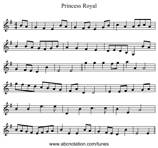 Princess Royal - staff notation