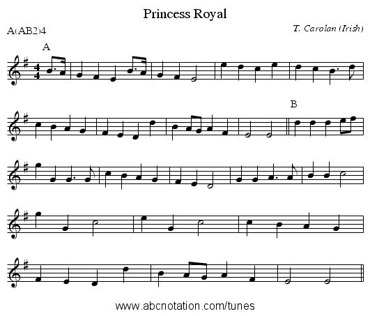 Princess Royal - staff notation