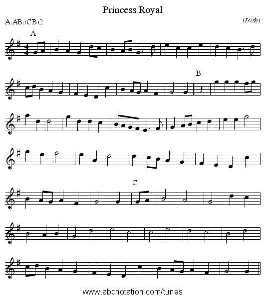 Princess Royal - staff notation