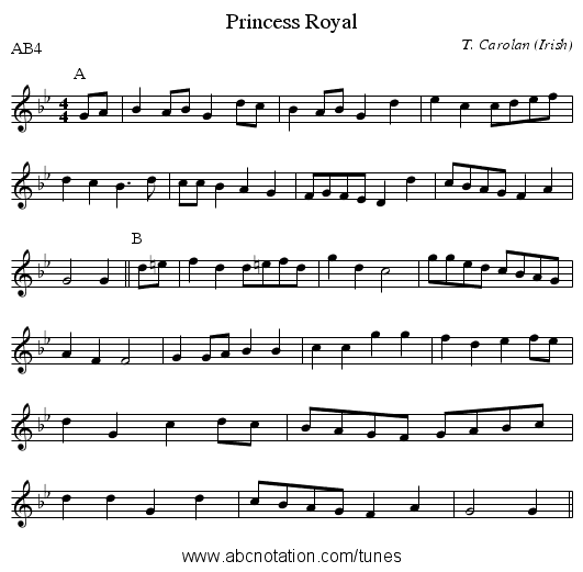 Princess Royal - staff notation