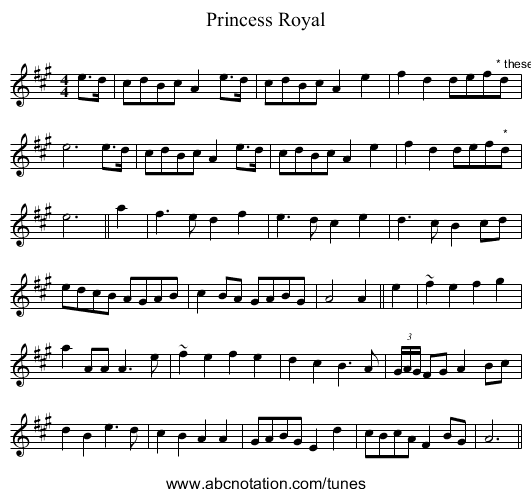 Princess Royal - staff notation