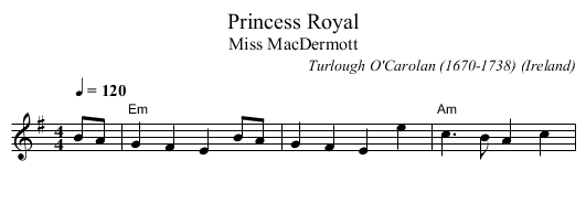 Princess Royal - staff notation