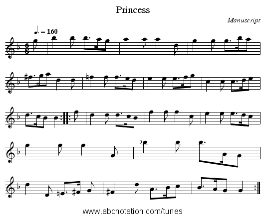 Princess - staff notation