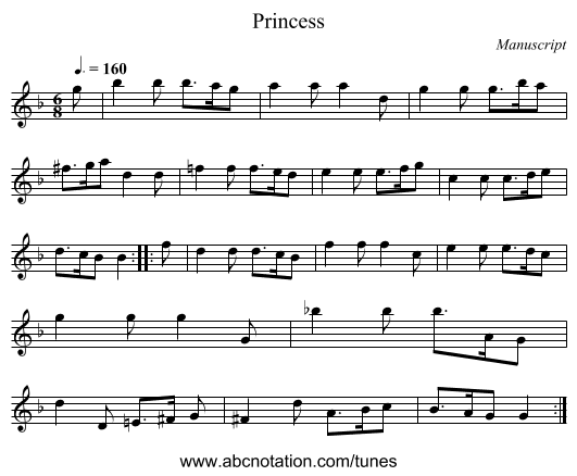 Princess - staff notation