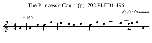 Princess's Court. (p)1702.PLFD1.496, The - staff notation