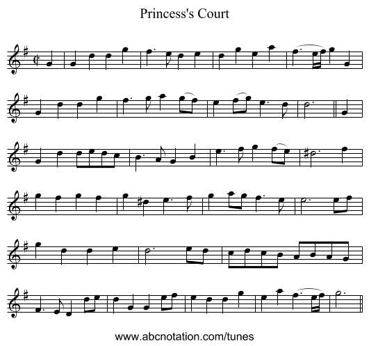 Princess's Court - staff notation