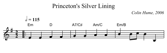 Princeton's Silver Lining - staff notation
