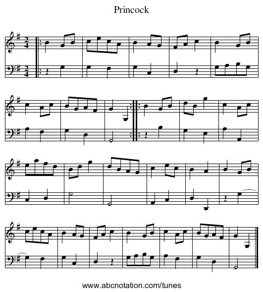 Princock - staff notation