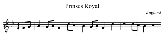 Prinses Royal - staff notation
