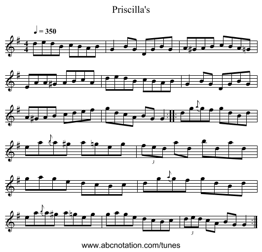 Priscilla's - staff notation