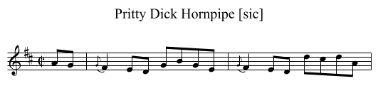 Pritty Dick Hornpipe [sic] - staff notation