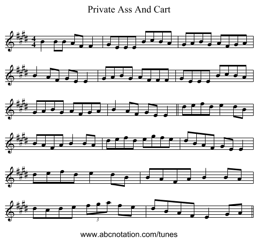 Private Ass And Cart - staff notation