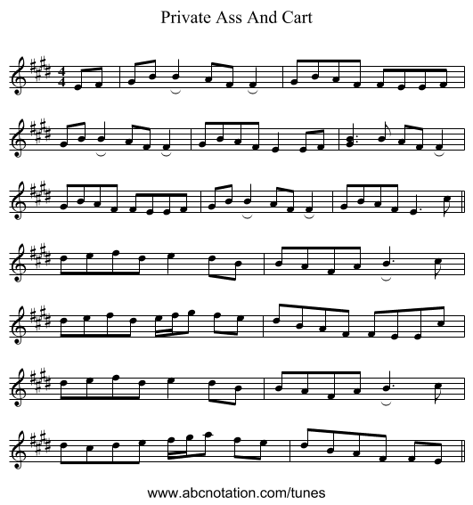 Private Ass And Cart - staff notation